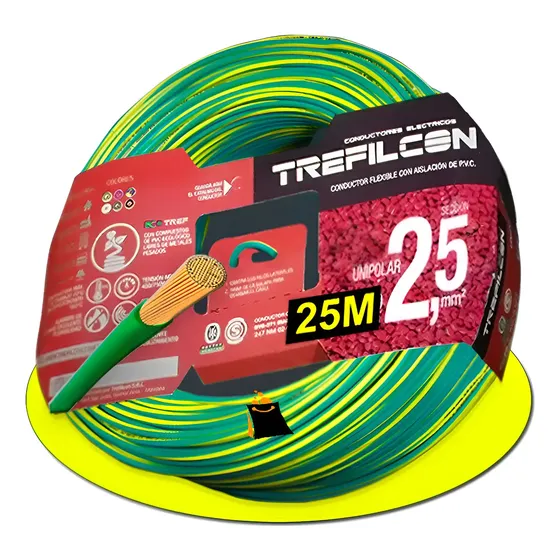 Cable Unipolar Trefilcon 2.5mm Normalizado Iram Tierra 25m Verde/amarillo