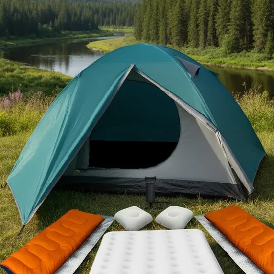 Combo Carpa 4p + Colchón 2p + Almohadas + Bolsas