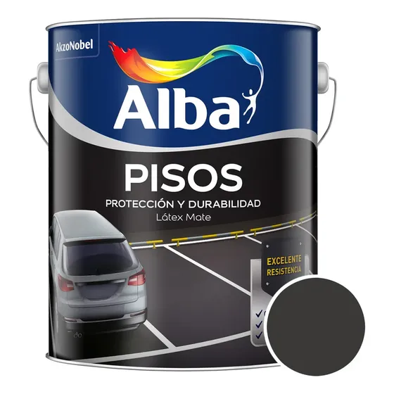 Alba Pisos Antideslizante Pintura Latex 4 Lt Colores Mm Acabado Mate Color Grafito