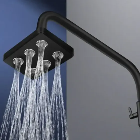 Regadera Alta Presion Baño Tipo Lluvia Rotacion 360 Grados Negro