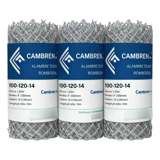 3 Rollos Alambre Tejido Romboidal, 4'' (10cm) X 14 X 1,20m