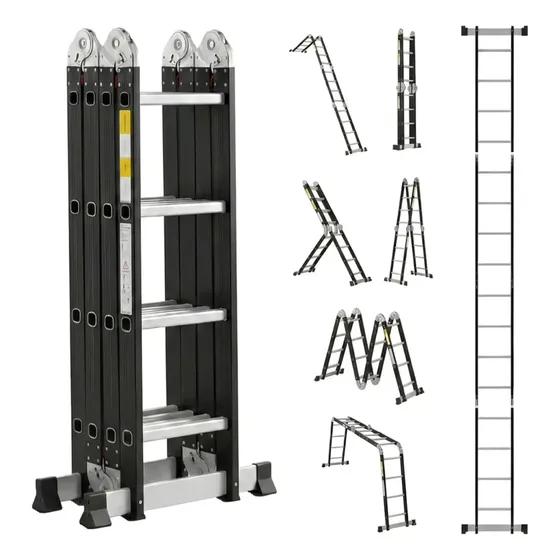 Escalera Articulada Multi Branx Aluminio 4x4 16 Escalones Negro