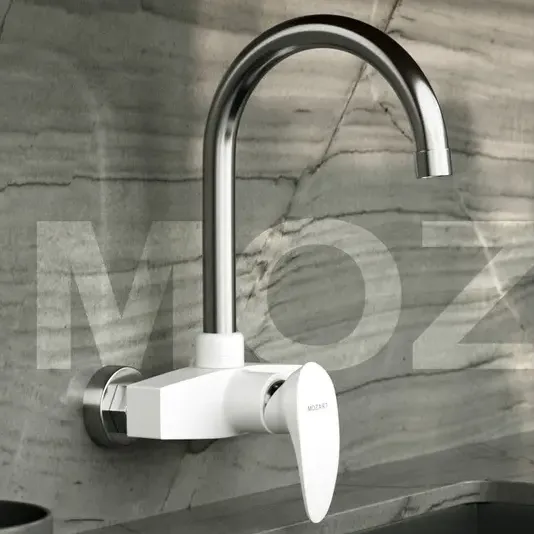 Grifería cocina canilla monocomando Mozart Doha ABS de pared color blanco pico J 7152