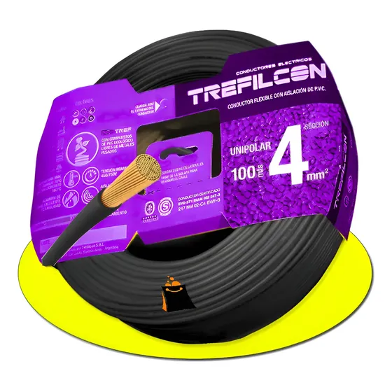 Cable Unipolar 4mm X 100m Normalizado Iram Negro Trefilcon