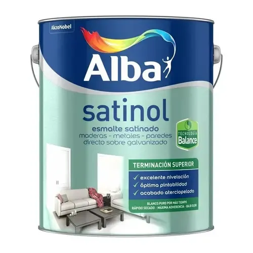 Esmalte Sintetico Satinado Al Agua Negro Satinol Alba 1lt