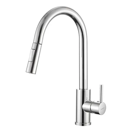 Grifería Monocomando de Cocina Peirano Valencia 20-122 Extensible Con Rociador Doble Funcion Lluvia o Chorro Acabado Cromado Color Cromo Gris Plateado Canilla Grifo