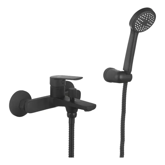 Ducha Exterior Baño Grifería Peirano Monocomando Rio Black 83-176n Con Duchador Extensible De Mano Con Transferencia Cierre Ceramico Bañera Acabado Mate Color Negro Bano Negra