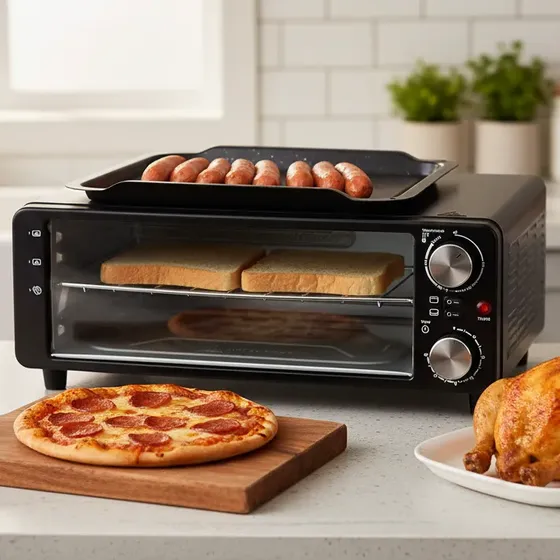 Horno Electrico Pizzero 2 En 1 Con Plancha Antiadherente