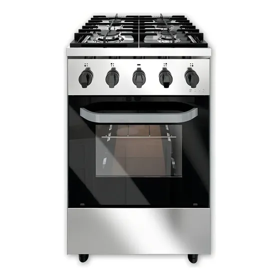 Cocina Industrial Saho Kuma 550 4 Hornallas Puerta Visor Color Plateado