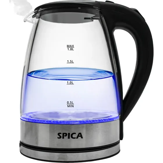 Jarra Pava Electrica SPICA SP-940 Jarra De Vidrio Luz LED Mate Cafe Té Color Transparente