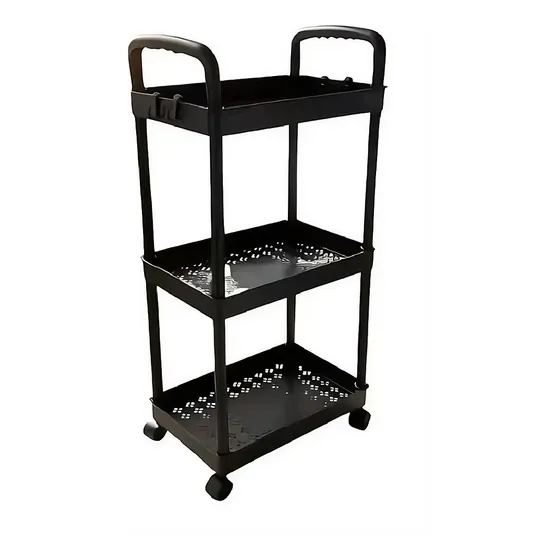 Carrito Organizador Auxiliar Cocina Estantes Ruedas Fan Pro Negro