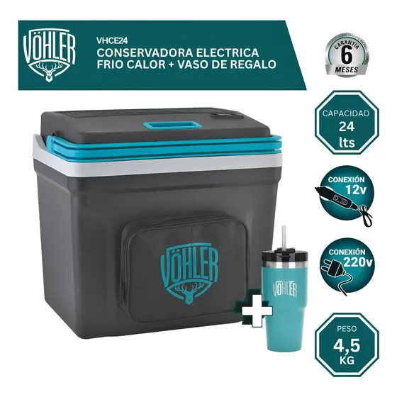 Heladera Conservadora 24 Lts Frio Calor Vöhler 12v 220v