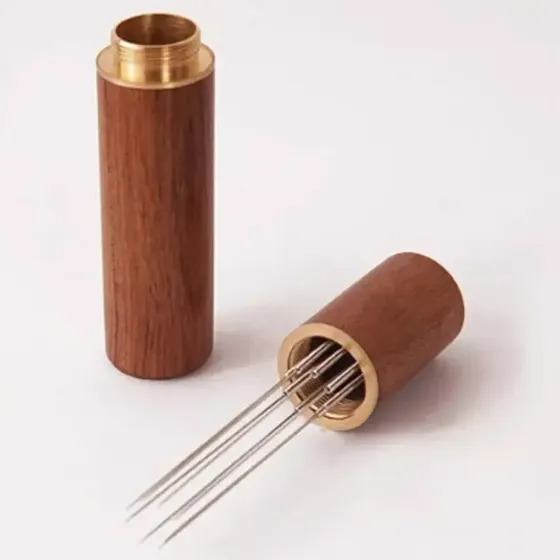 Wdt Distribuidor De Café De 5 Agujas Acero Barista Madera