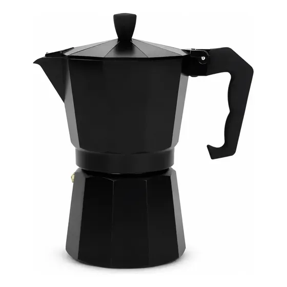 Cafetera Italiana 9 Pocillos Rory Grecca Moka Manual Negra Clásica Para Café Moka Filtro Permanente Reutilizable Cocina Oficina Desayuno Merienda Fácil De Usar Tradicional Práctica Y Compacta Hogar