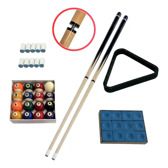 Set Pool/taco Desarmable+juego Bolas+triángulo+tiza+puntera