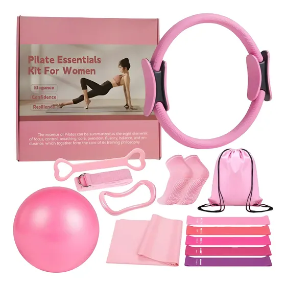Kit Pilates 13 Piezas Completo Aro Bandas Elasticas Pelota