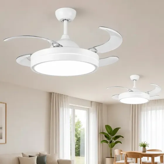 Ventilador de Techo Retráctil Led RelexTech Control Remoto Aspas Transparente