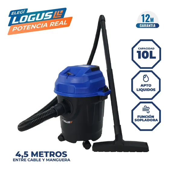 Aspiradora De Tacho Logus 10l 1000w Seco/húmedo Accesorios