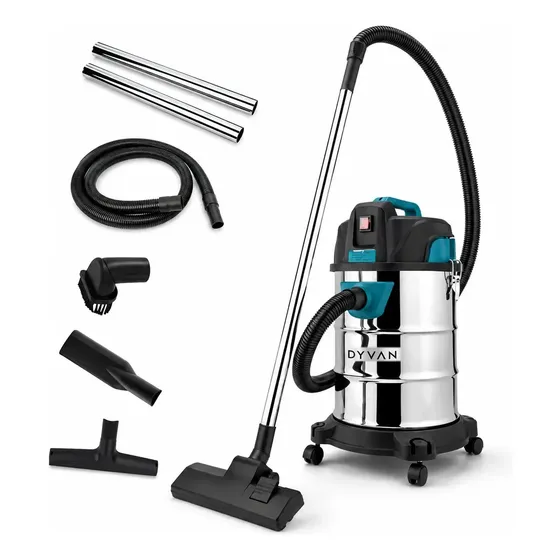 Aspiradora Dyvan Tambor 25l Polvo Liquido Acero Inoxidable Con Funcion Sopladora