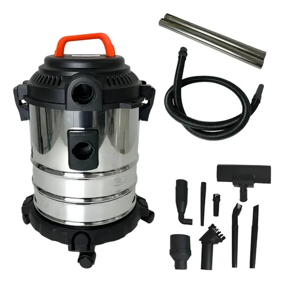 Aspiradora De Tacho 20l 1300w Acero Potente Multiuso Mti Plateado