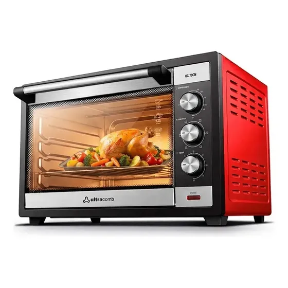 Horno De Mesa Eléctrico Ultracomb Uc-70cn 70 Litros Convección Color Rojo/Negro