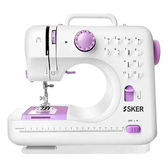 Máquina De Coser Sker Mc-002 Portable 12 Puntadas Pedal Color Blanco