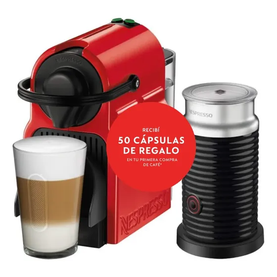 Cafetera Nespresso Inissia C40 Color Rojo + Aeroccino