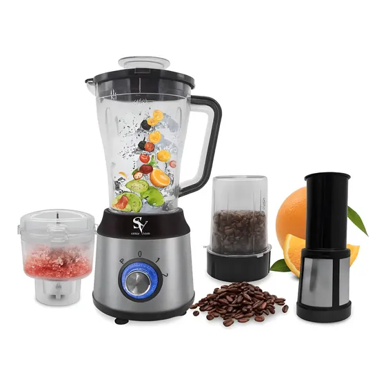 Licuadora 1.8l 4en1 Con Molinillo Cafe Y Moledor Carne 800w Color Plateado