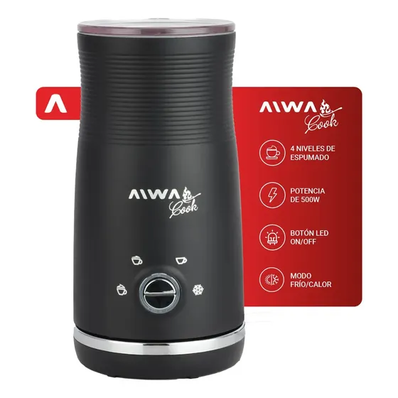 Espumador Y Calentador De Leche Eléctrico Aiwa Cook 300ml Color Negro