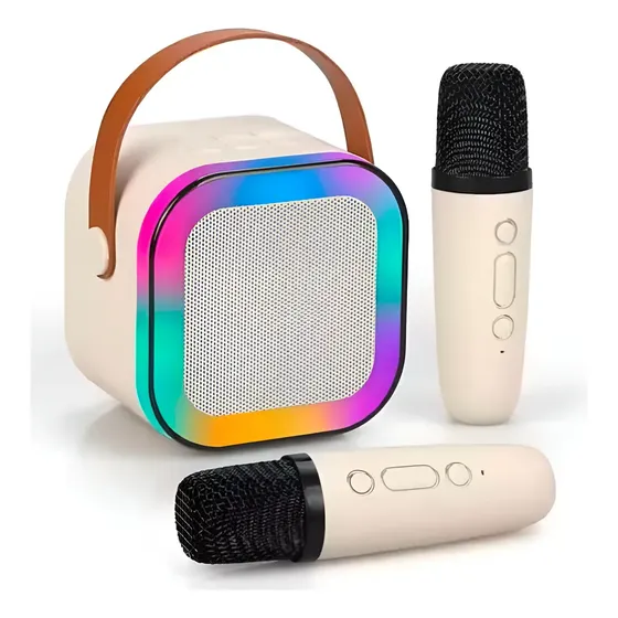 Parlante Portátil Bluetooth K12 Karaoke Con 2 Micrófonos Rgb