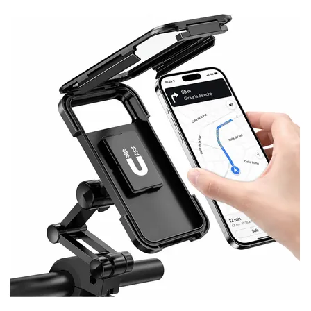 Soporte Celular Moto Bici Funda Impermeable Magnético 360°