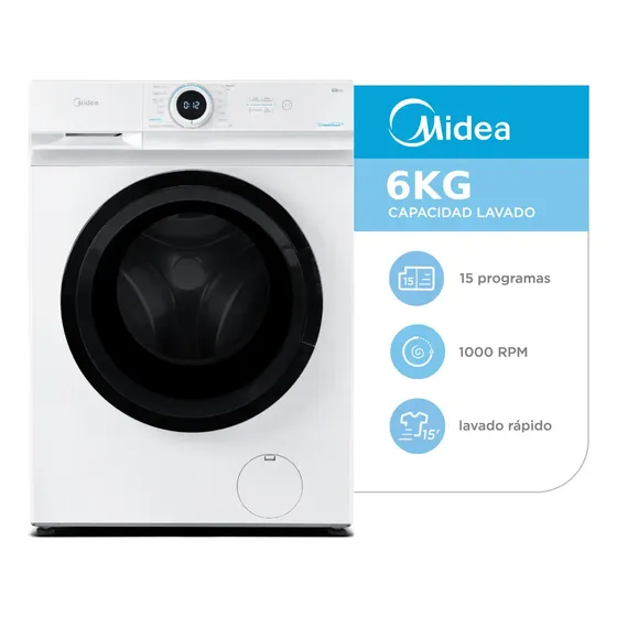 Lavarropas Midea 6 Kg 1000 Rpm Mf100w60/w-a1 -blanco Color Blanco