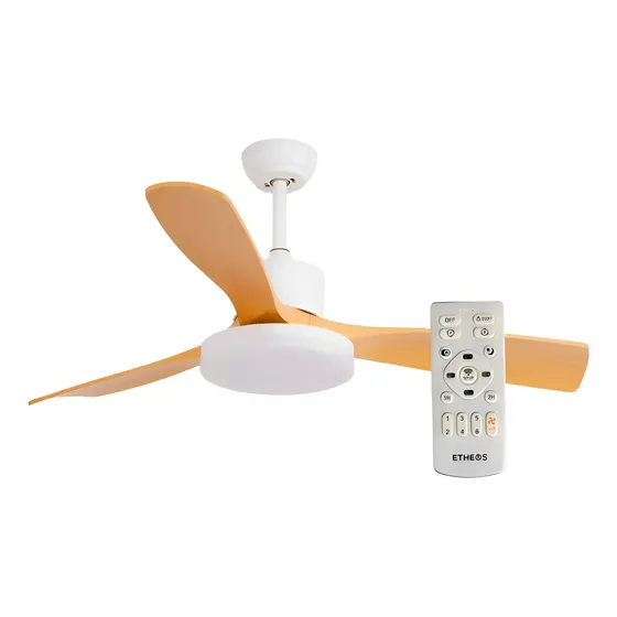 Ventilador De Techo Etheos Gvti-vtmc Luz Led 3 Aspas Blanco Diámetro 1.32 M