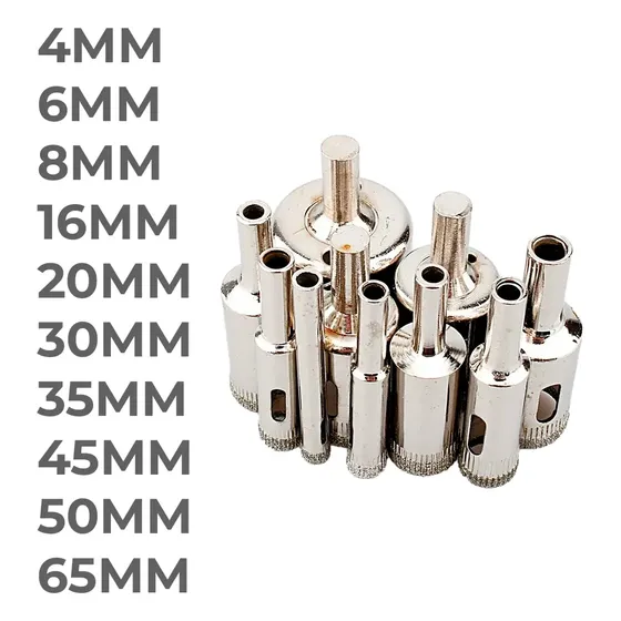 Mecha Copa Diamantada Set 10 Pz Broca Vidrio Cerámica Mármol