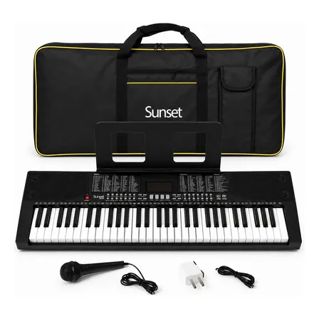 Teclado Organo Sensitivo 61 Teclas Sunset Sk170 Bluetooth Con Funda
