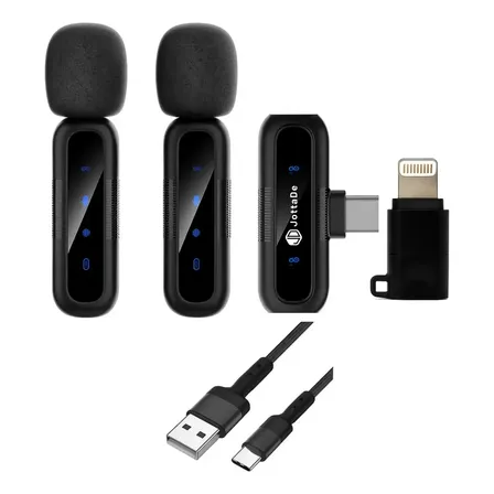 Kit 2 Micrófonos Corbatero Jd M47 Inalámbrico Compatible Con iPhone Y Android Creación De Contenido