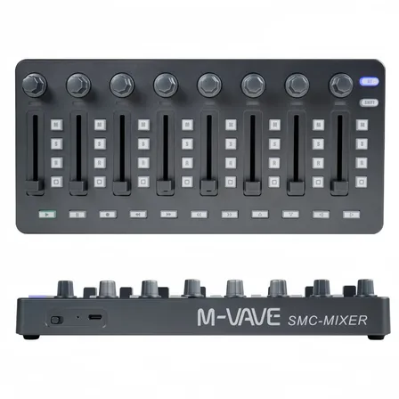 Mezclador M-vave Smc, Gris, Consola Midi Usb De 8 Fader, Rec Gris Oscuro
