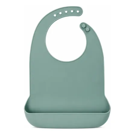 Babero De Silicona Para Adultos Impermeable 35x52 Cm Liso Verde Musgo Grande