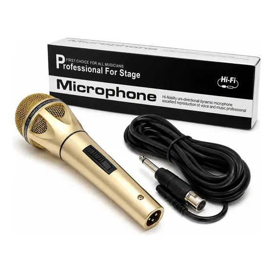 Microfono Con Cable 2 Mts Plug 6.3 Karaoke Para Parlante