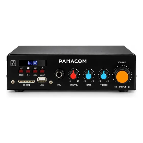 Amplificador Panacom 2x25w Con Usb Y Sd Color Negro