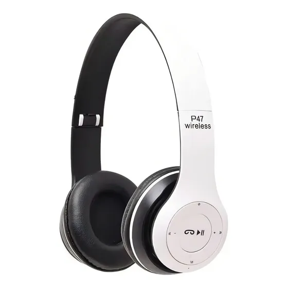 Auriculares Bluetooth P47 5.0 Inalámbricos Color Blanco con Micro SD