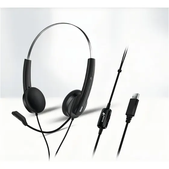 Auriculares Con Micrófono Genius Hs-220u Usb Vincha Color Negro