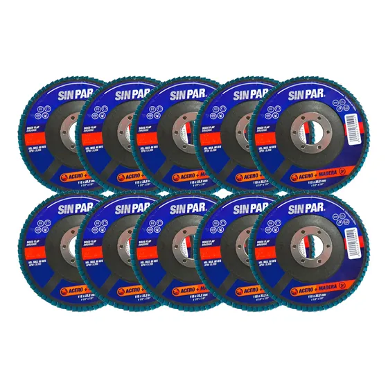 Disco Flap Sin Par Oxido Zirconio 115mm Madera Metal X10 Uni