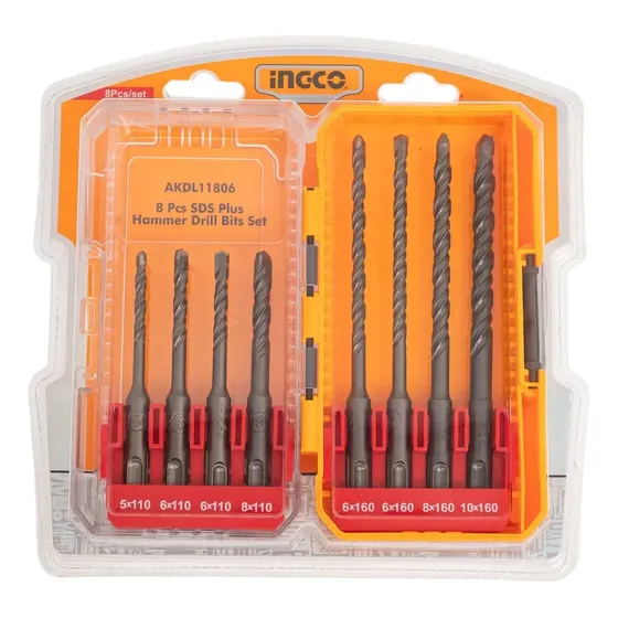 Set 8 Mechas Sds Plus Widia Rotomartillo Ingco 5-10mm