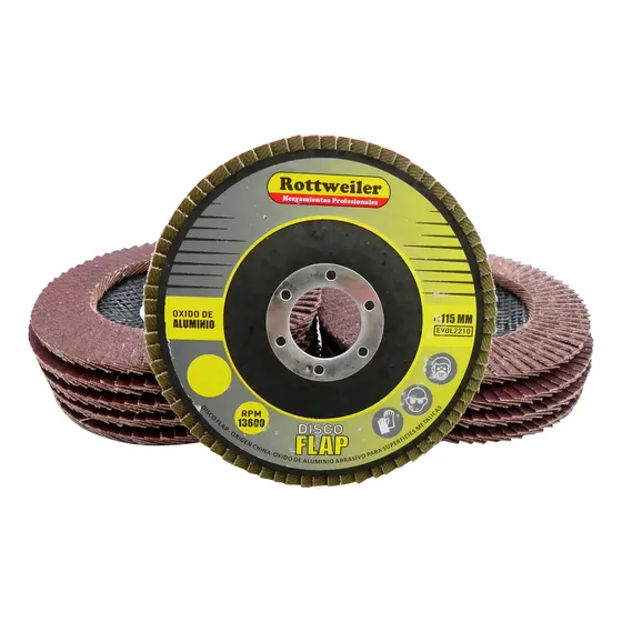 Disco Flap Rottwailer Desbaste Óxido Aluminio 115mm Grano 120 Pack x10