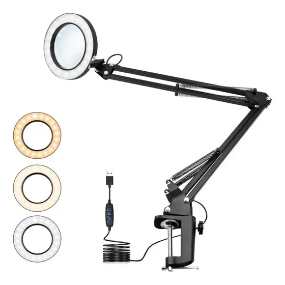 Lampara Escritorio Led Lupa Brazo Articulado Lectura Trabajo