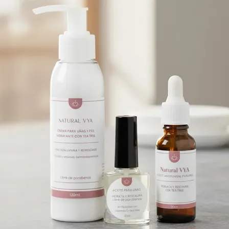 Kit Antihongo Manos Y Pies Aceite + Laca Y Crema Natural Vya