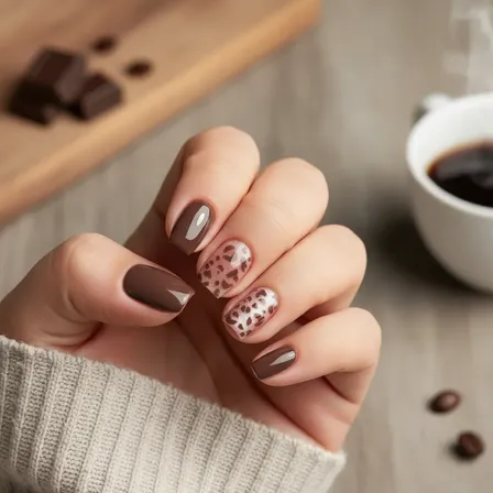 Uñas Postizas Press On Autoadhesivas Diseños Decorados Chocolate Print