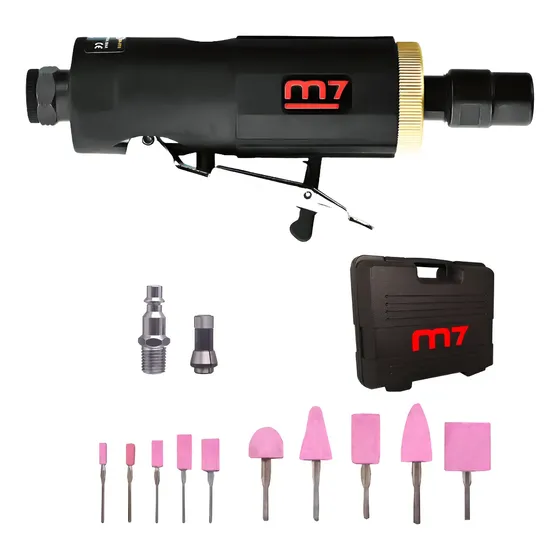Amoladora Pulidora Recta Neumática Kit Completo Mighty Seven