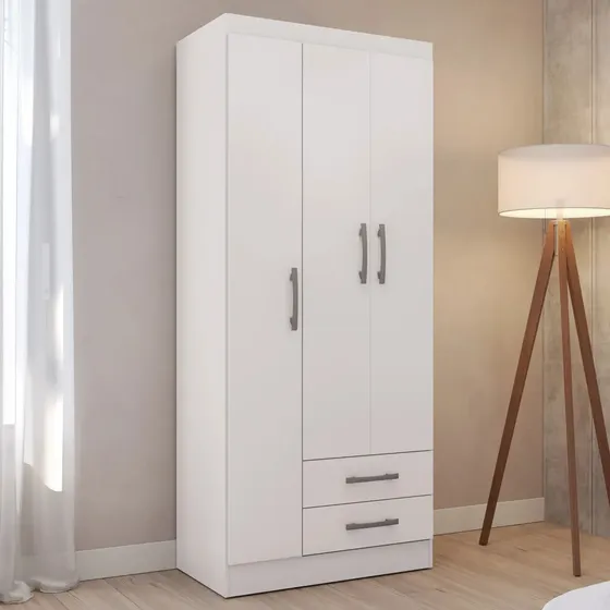 Placard Ropero 3 Puertas 2 Cajones 182cm Kappesberg Blanco